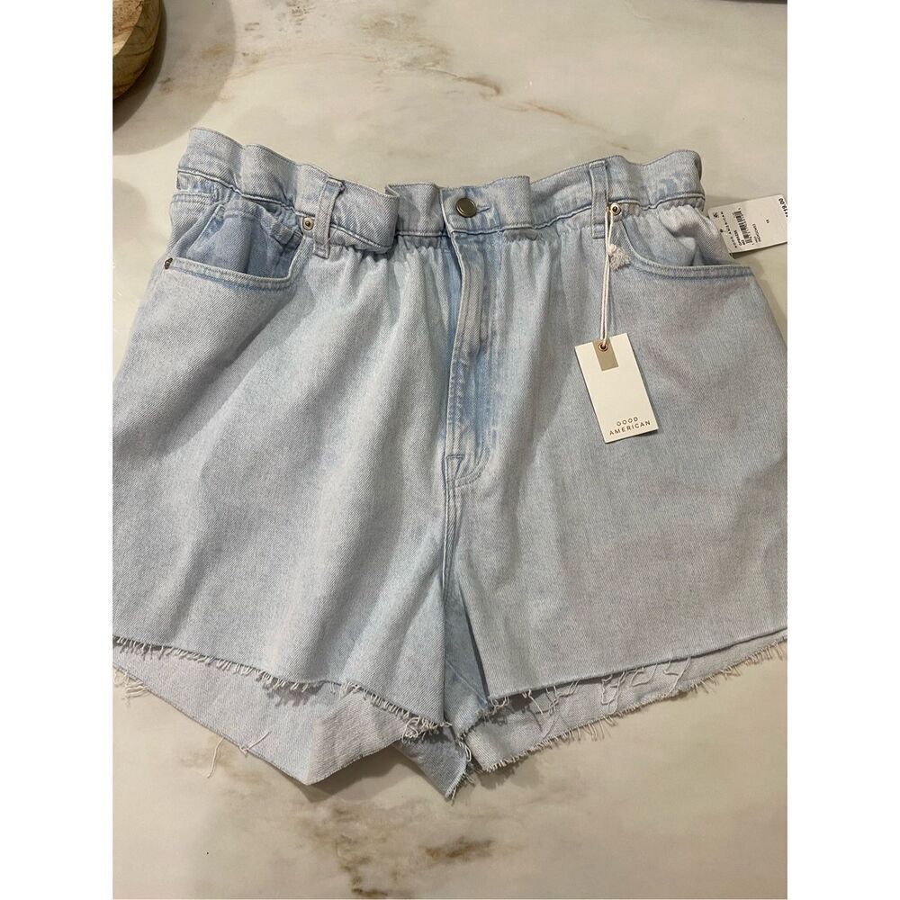 NWT Good American Plus Size Shorts High waisted paper bag style size 15